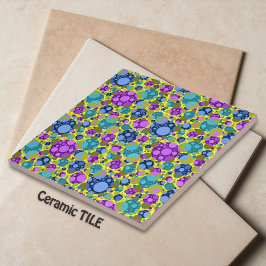 Polka dots Mönster i Rosa Blue Teal - Kakelplatta