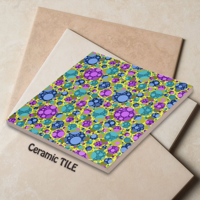 Polka dots Mönster i Rosa Blue Teal - Kakelplatta (Skapare uppladdad)
