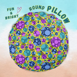 Polka dots Mönster i Rosa Blue Teal - Rund Kudde