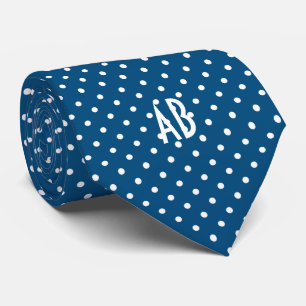 Polka dots Mönster med Monogram (Mörk blått) Slips