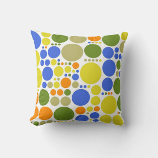 Polka dots mönster | orange för gult av blå grönt kudde