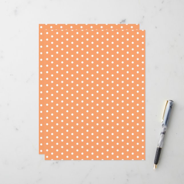 Polka dots Mönster Pastel Orange Skrapbook Papper (Fram/Back In Situ)