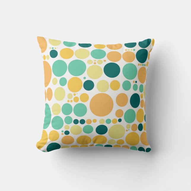 Polka dots mönster | Retro Orange Blue Kudde (Framsida)