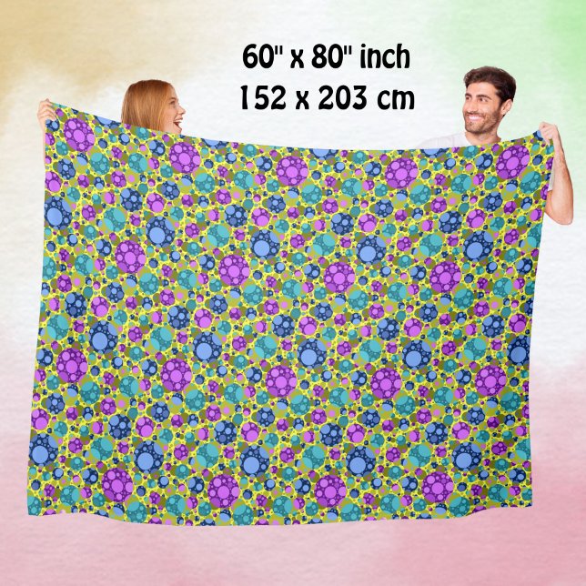 Polka dots Mönster Rosa Blue Teal - Fleecefilt (Skapare uppladdad)