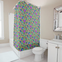 Polka dots Mönster Rosa Blue Teal - Shower Curtain