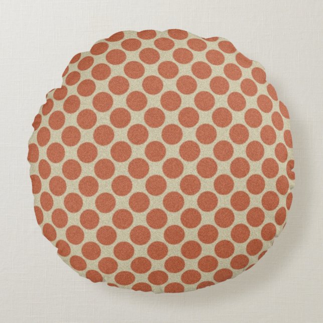 Polka dots mönstrar rött på någon färg rund kudde (Framsidan)