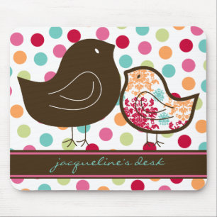Polka dots Mousepad för damastast chickar för Musmatta