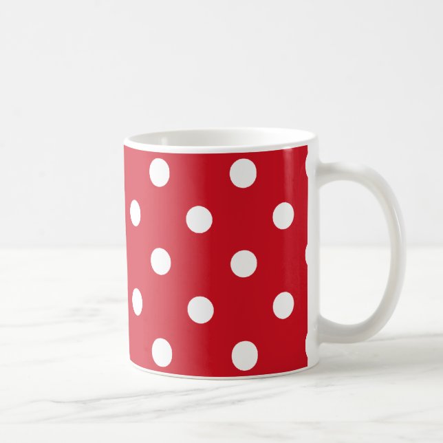 polka dots mugg i ljusröd och vit färg (Höger)