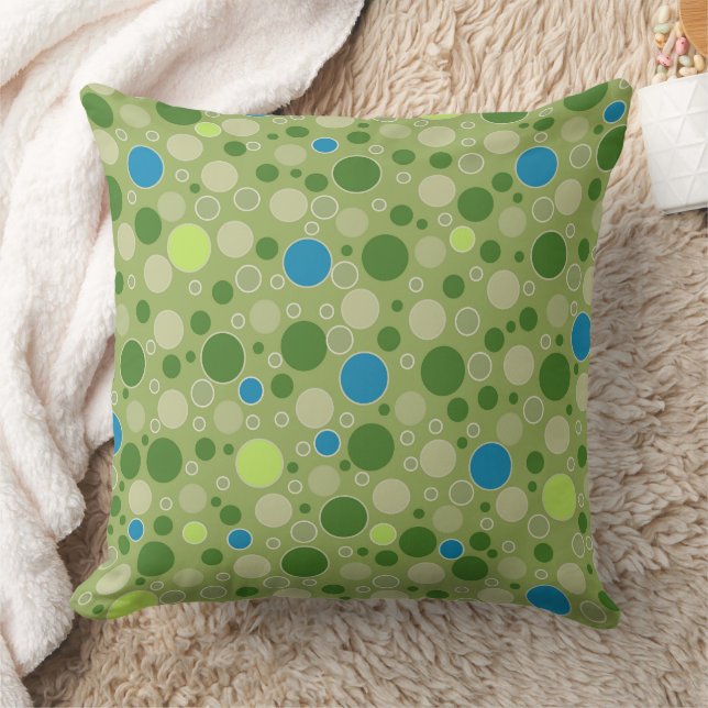 polka dots multicolored retro green kudde (Filt)
