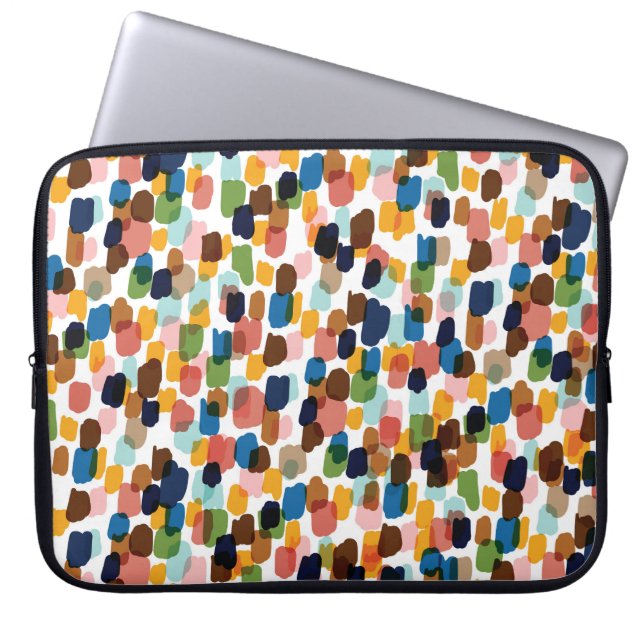 Polka dots: Multifärgad handfärg. Laptop Fodral (Framsidan)