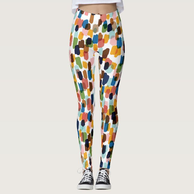 Polka dots: Multifärgad handfärg. Leggings (Framsida)