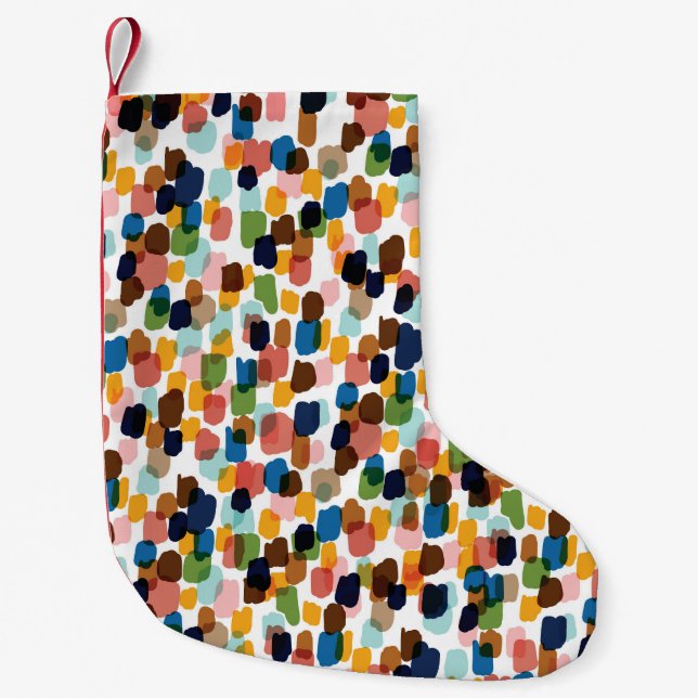 Polka dots: Multifärgad handfärg. Liten Julstrumpa (Framsidan)