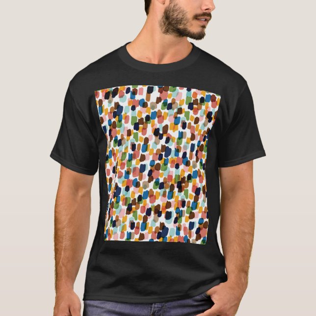 Polka dots: Multifärgad handfärg. T Shirt (Framsida)