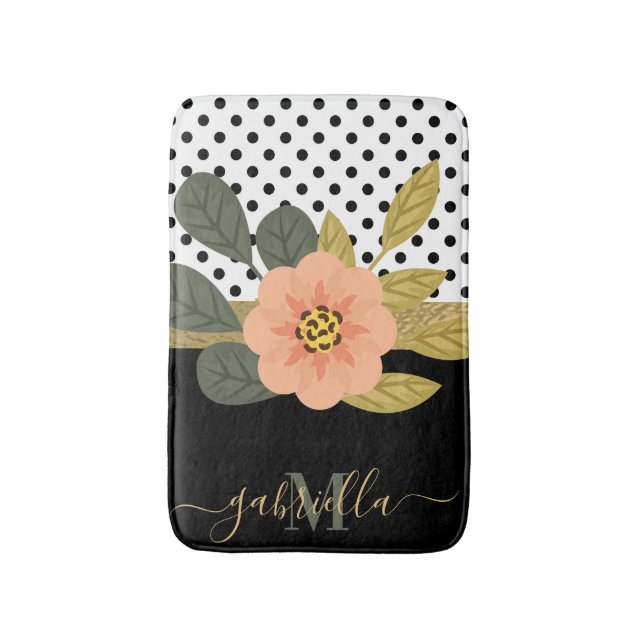 Polka dots och Blommigt Badrumsmatta (Framsidan (Vertikal))