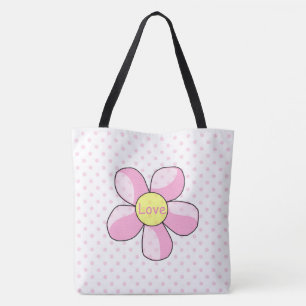 Polka dots och blommor tygkasse