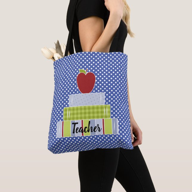 Polka dots och Bokar-lärare Tygkasse (Närbild)