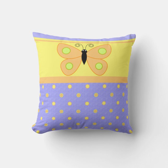 Polka dots och Butterfly Dekorativ kudde (Framsida)