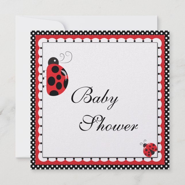 Polka dots och Cute Ladybugs Inbjudningar (Framsida)