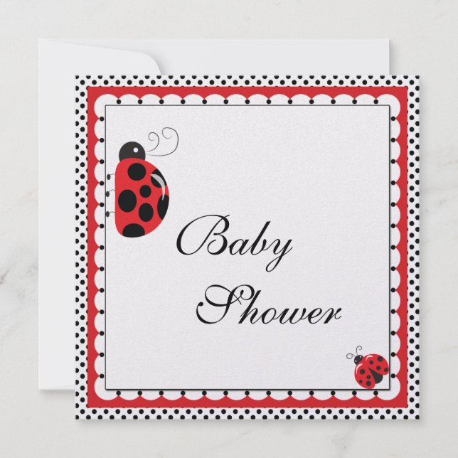 Polka dots och Cute Ladybugs Inbjudningar (Framsida)
