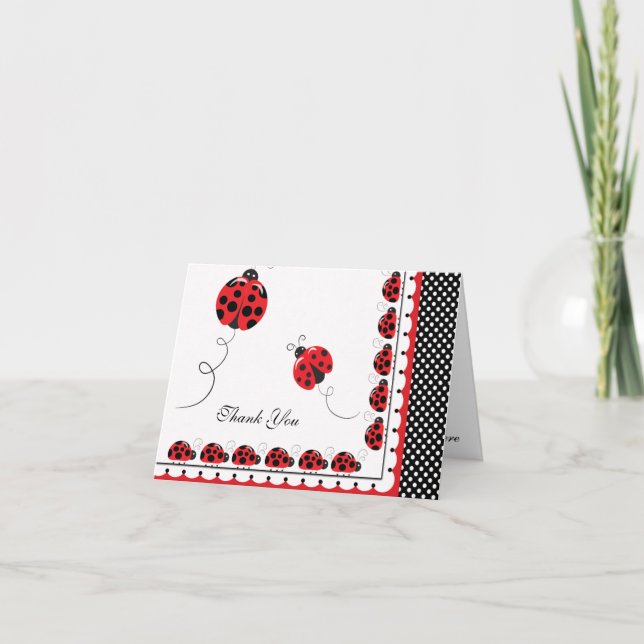 Polka dots och Cute Ladybugs Tack Kort (Framsida)