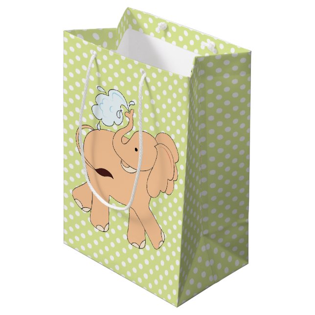 Polka dots och Elephant Baby Gift Bag (Framsidan Vinklad)