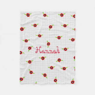 Polka dots och Flowers Personlig Fleece Blanket