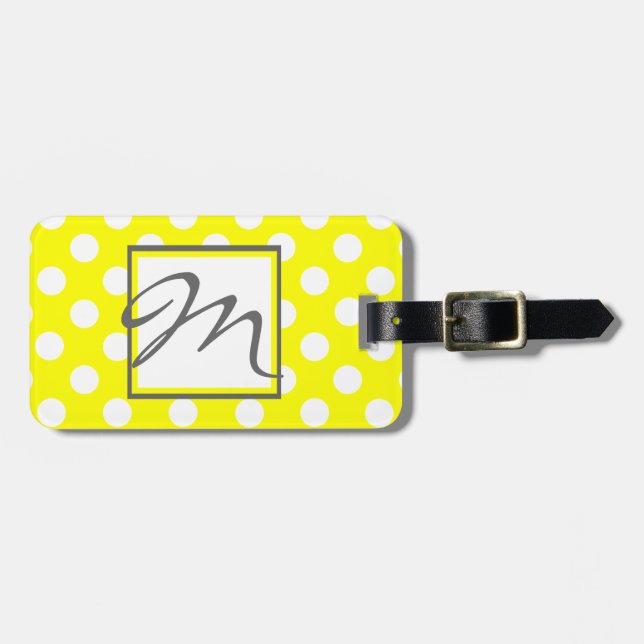 Polka dots och Monogram lyktagg Bagagebricka (Horisontell Framsida)
