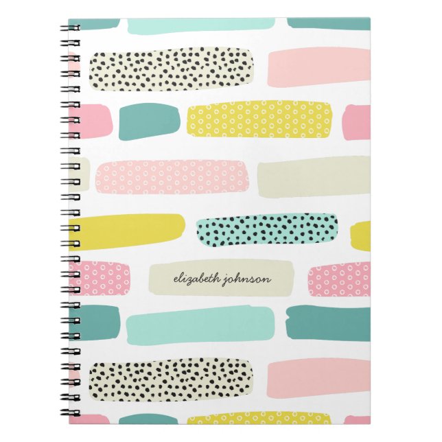 Polka dots och penseldrag. Modern abstrakt ljus Anteckningsbok (Framsidan)