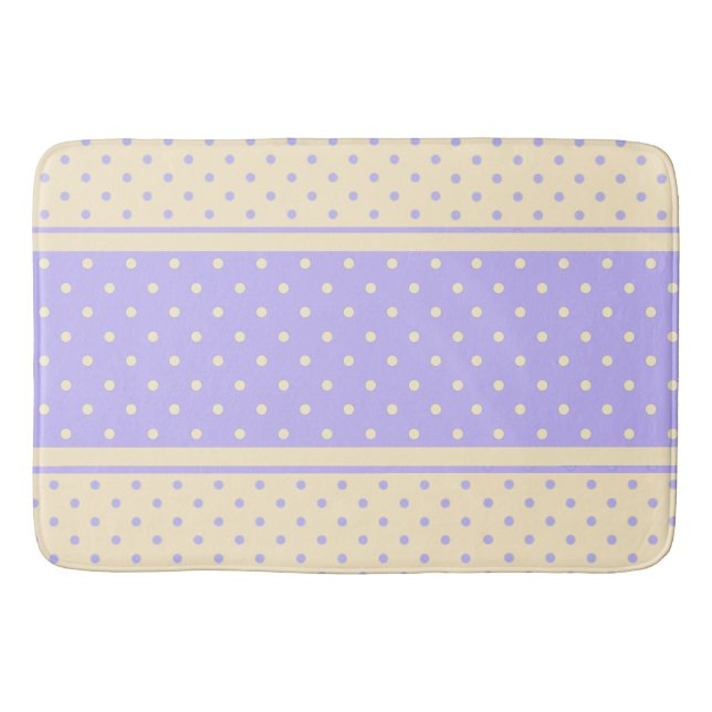 Polka dots, och punkter lavender och gult  badrumsmatta (Framsidan)