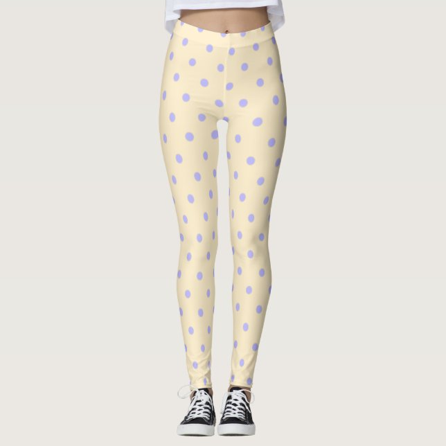 Polka dots, och punkter lavender och gult leggings (Framsida)