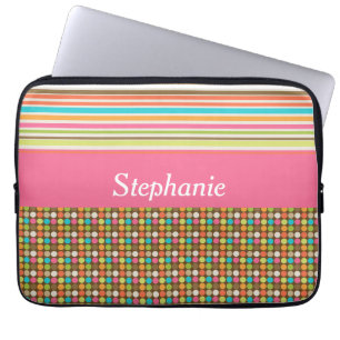 Polka dots och Rand Personlig Laptop sleeve
