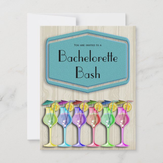 Polka dots och Trendig Tropiska paraplydrycker Inbjudningar (Framsida)