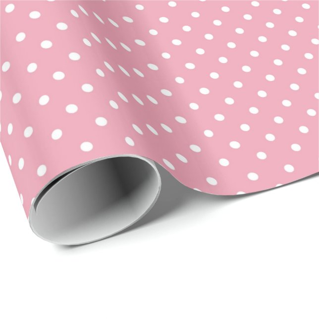 Polka Dots on Pink Pattern Presentpapper (Rullad Hörn)