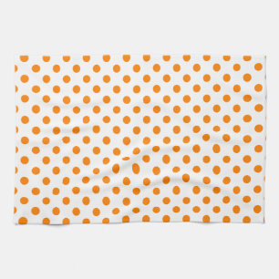 Polka dots - orange på vit kökshandduk