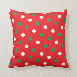 Polka dots på rött julkast dämpar kudde