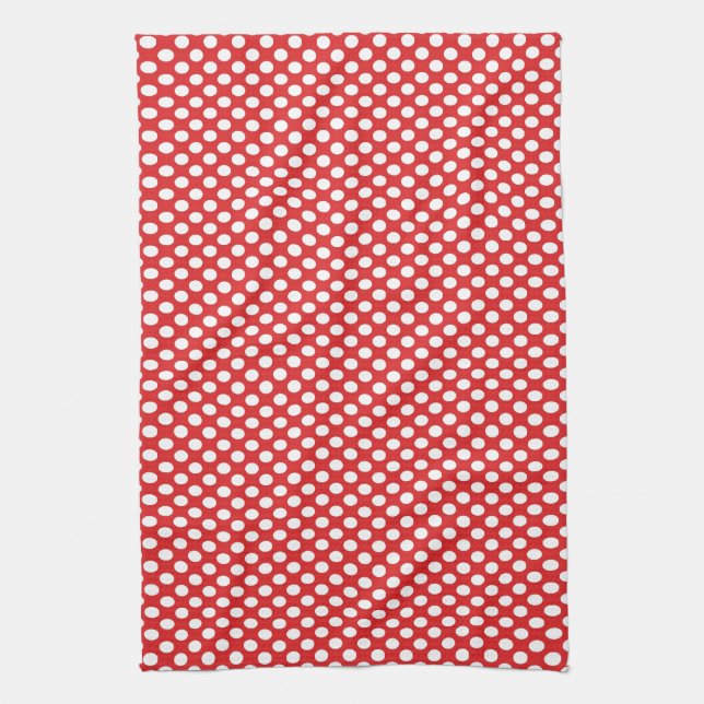 Polka dots på rött kökshandduk (Vertikal)