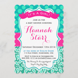 Polka dots & Paisley baby showerinbjudan Inbjudningar