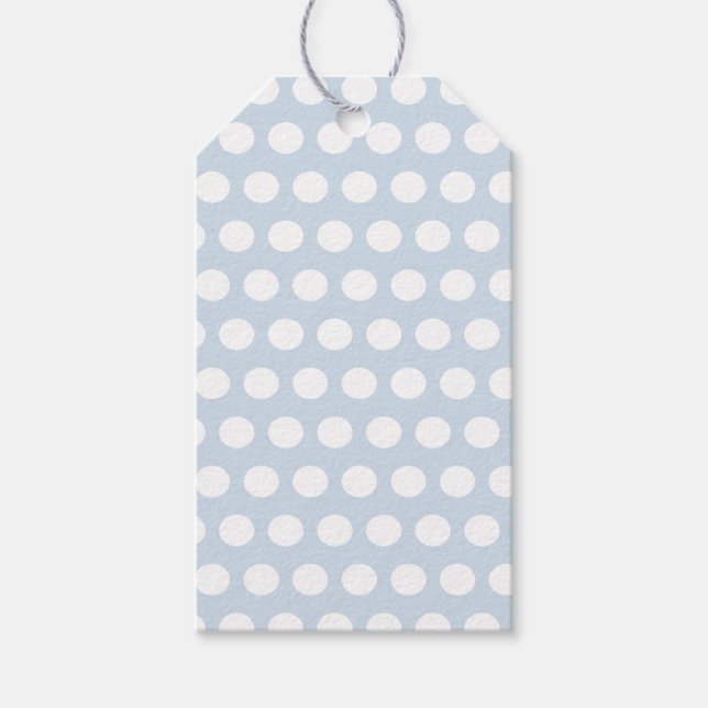 Polka dots Pastel Blue Gift-Märkre Presentetikett (Framsidan)