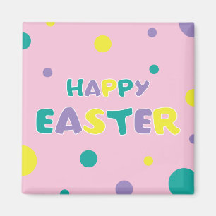 Polka dots Pastel Rosa Glad påsk Magnet