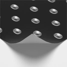 Polka dots Pearls Black Silver Grått 3D-effekt Presentpapper