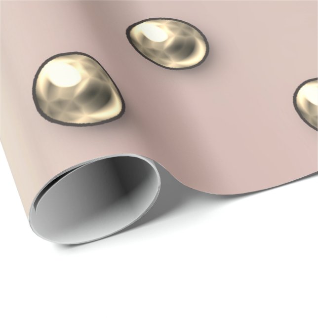 Polka dots Pearls Faux Guld  3D-effekt Presentpapper (Rullad Hörn)