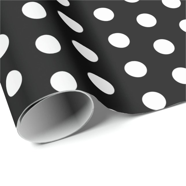 Polka dots Perky Mönster Black White Presentpapper (Rullad Hörn)