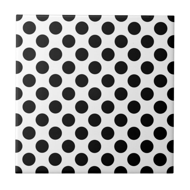 Polka dots, Polka Dot Mönster, Black and White Kakelplatta (Framsidan)