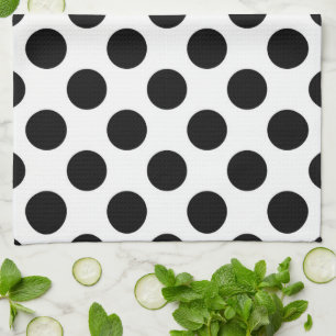 Polka dots, Polka Dot Mönster, Black and White Kökshandduk