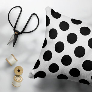 Polka dots, Polka Dot Mönster, Black and White Prydnadskudde