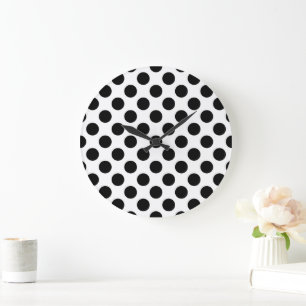 Polka dots, Polka Dot Mönster, Black and White Stor Klocka