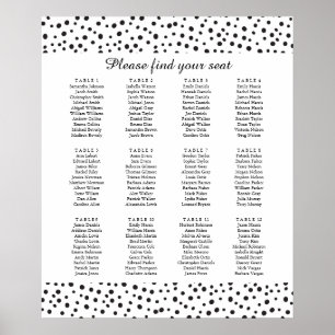 Polka dots. Poster med svarta och vita sittkartor