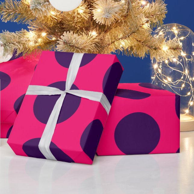 Polka Dots purple hot pink birthday Presentpapper (Helgdagar)