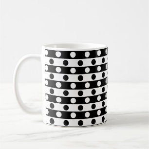 Polka dots & Rand Mönster - Svartvit toner Kaffemugg