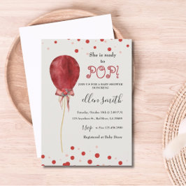 Polka dots Red Balloon Redo till Pop Inbjudningar